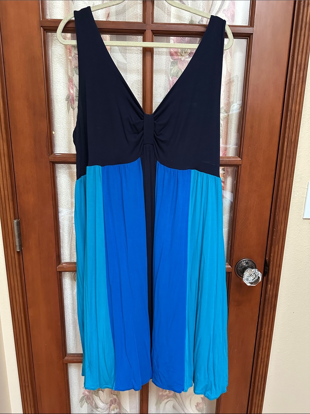 Calvin Klein Navy and Blue Colorblock Sleeveless Dress
